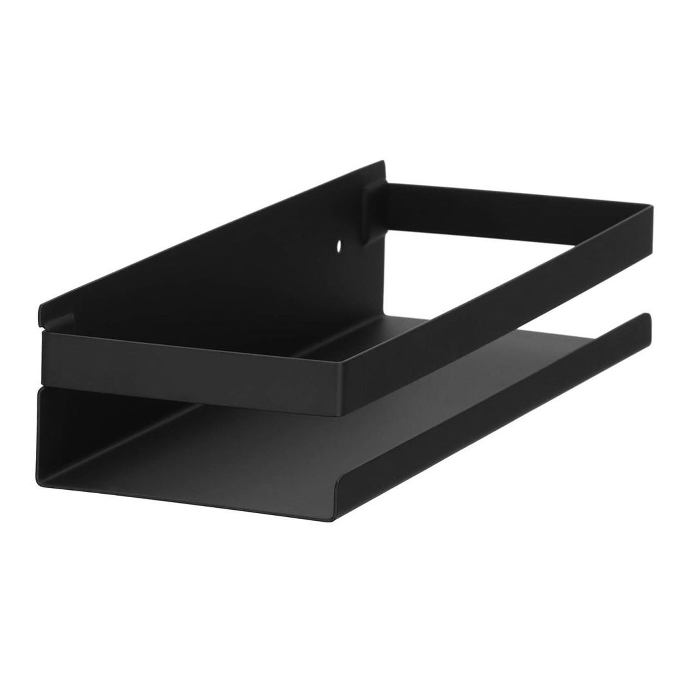 Алуминиев рафт за баня с 2 системи за монтаж на стена, бърз монтаж, 30x10x6 см, водоустойчив, черен - 8