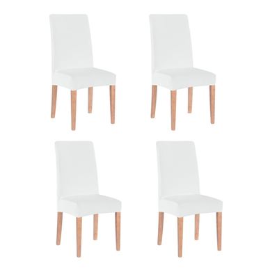 Set 4 huse universale scaun poliester spandex elastice, 45x60 cm, mărime universală, alb