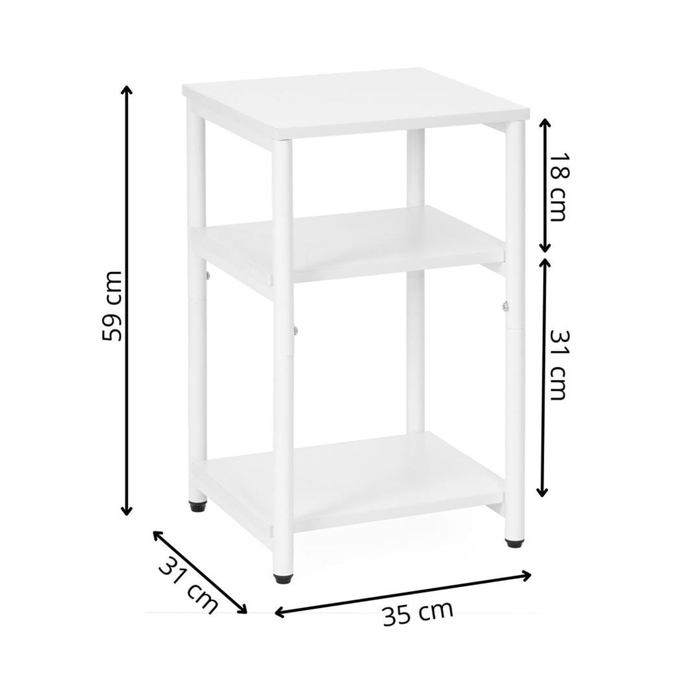 Нощно шкафче в индустриален стил с 3 рафта, метална рамка, 35x31x59 см, ярък дизайн, бяло - 15