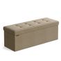 Сгъваем диван за сядане с място за съхранение 110x38x38 см, MDF и текстил, капацитет 300 кг, цвят пустинен кафяв thumbnail 1