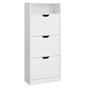 Шкаф за обувки с 3 врати за 14-18 чифта, ПДЧ, 60x24x130 см, елегантен дизайн, бял thumbnail 1