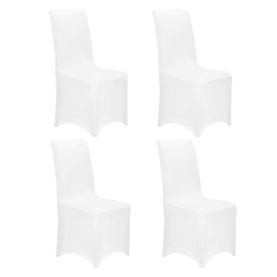 Set 4 huse universale scaune evenimente poliester spandex, mărime universală, banda elastică, alb