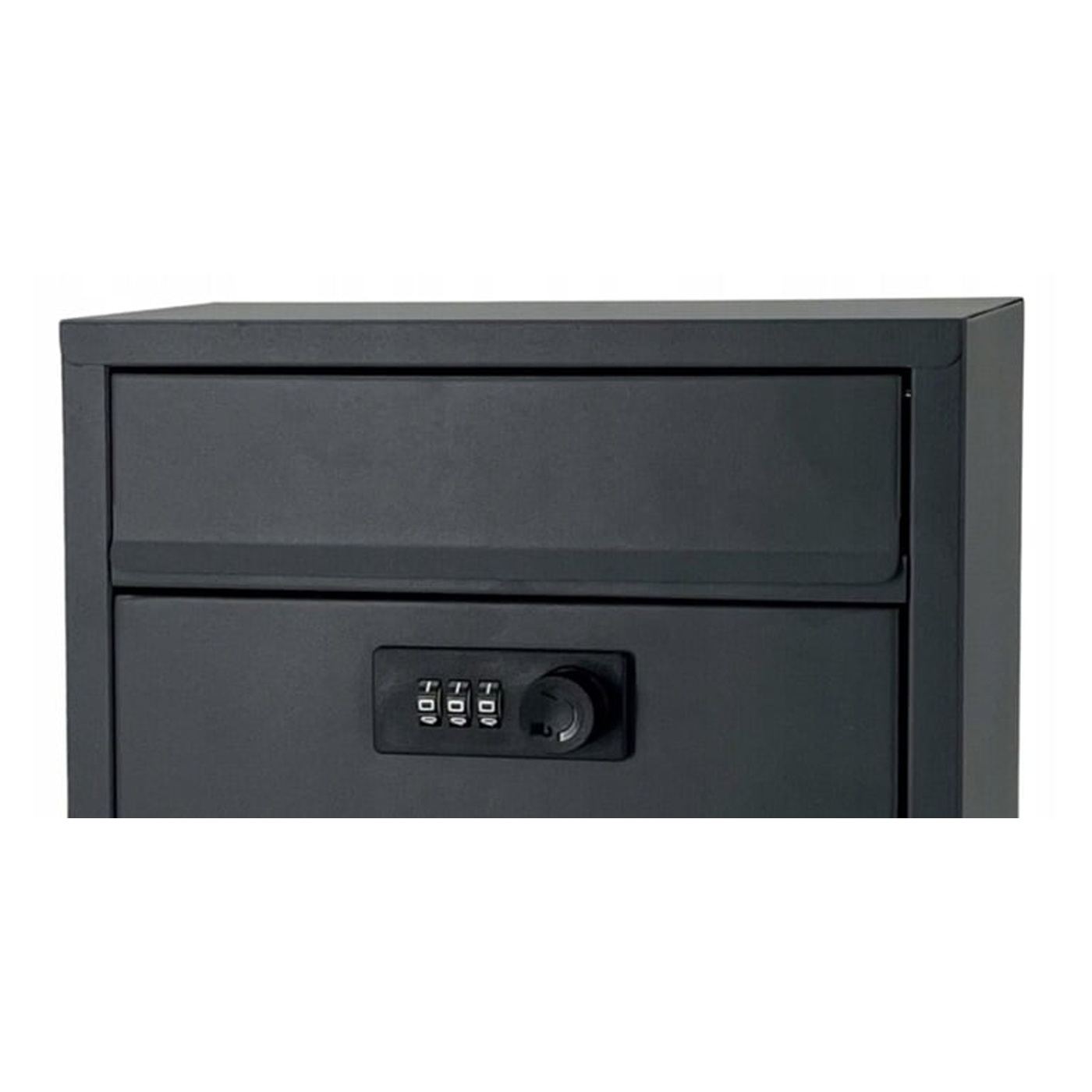 Външна стенна пощенска кутия, поцинкована стомана с код, 32x8x22 см, устойчива, тъмносива - 4