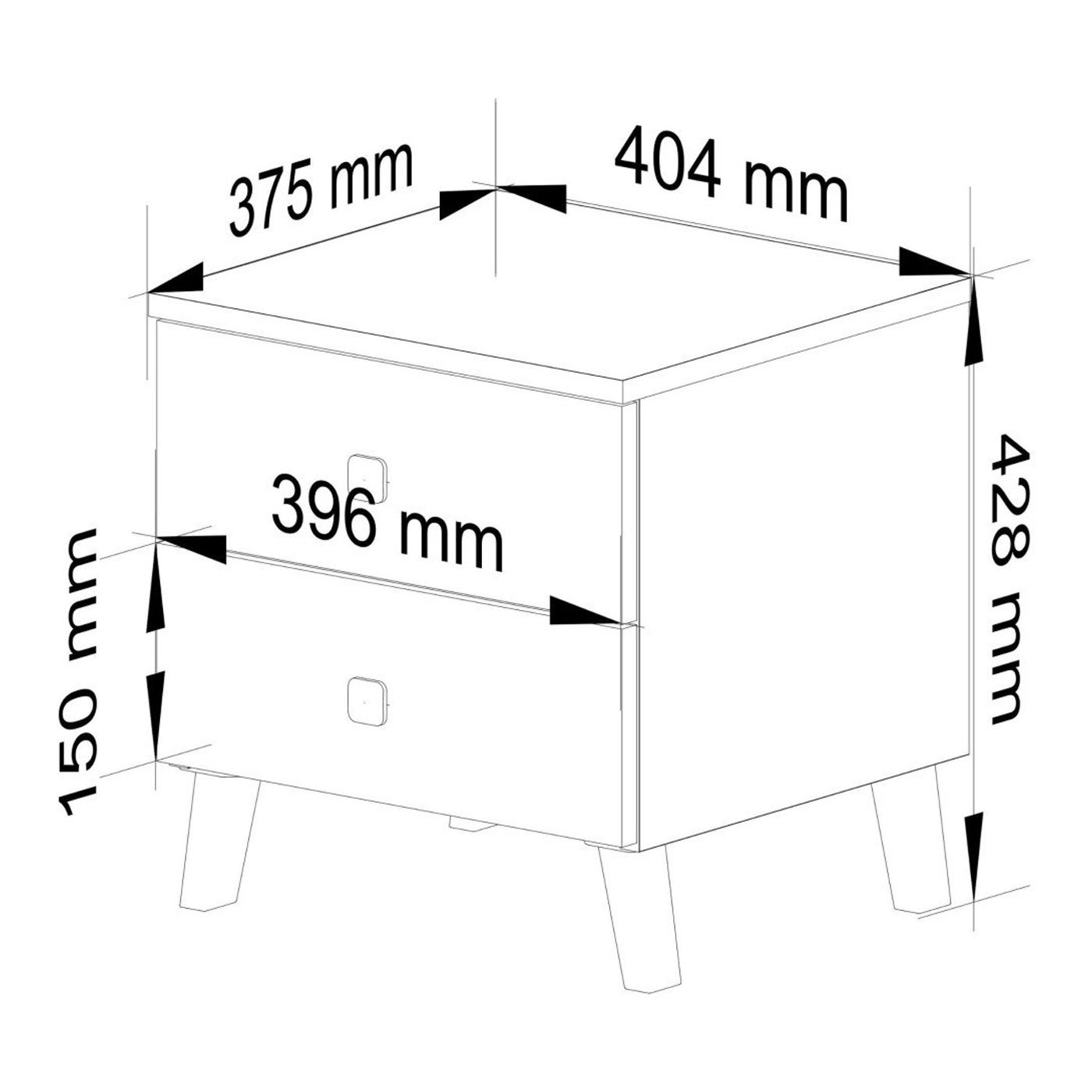 Нощно шкафче K-02 с 2 чекмеджета, 16 мм ламинирано ПДЧ, 40x37x43 см, бежово и златисто - 3