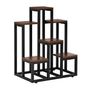 Поставка за цветя с 6 рафта, дървена и метална конструкция, компактна, 51x34x68 см, регулируеми крачета, черна thumbnail 1