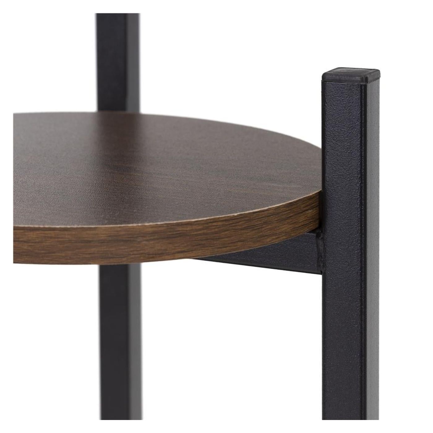 Кръгла поставка за цветя с 3 рафта, метална конструкция, MDF, 32x32x81 см, вертикална организация, черна - 10