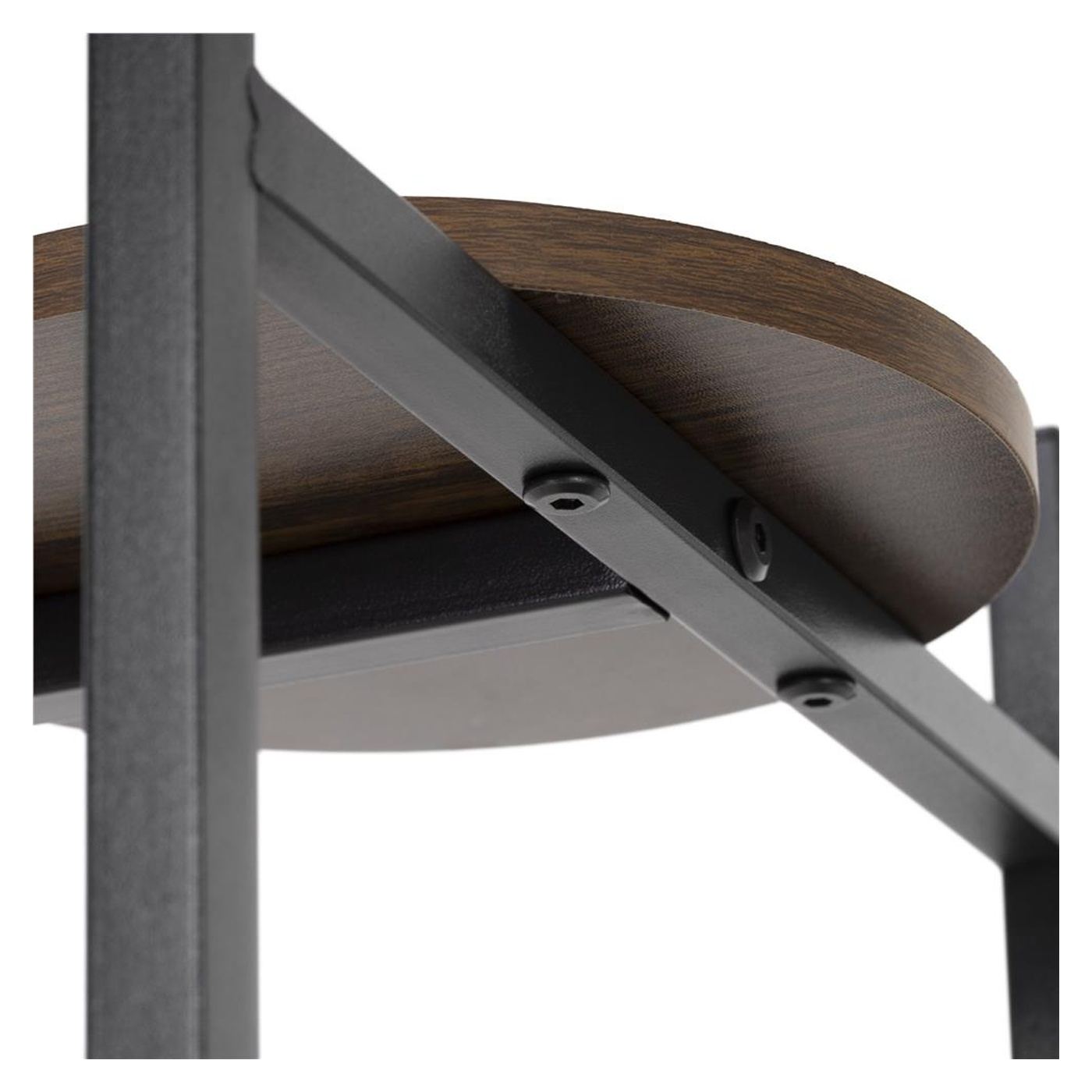 Кръгла поставка за цветя с 3 рафта, метална конструкция, MDF, 32x32x81 см, вертикална организация, черна - 11