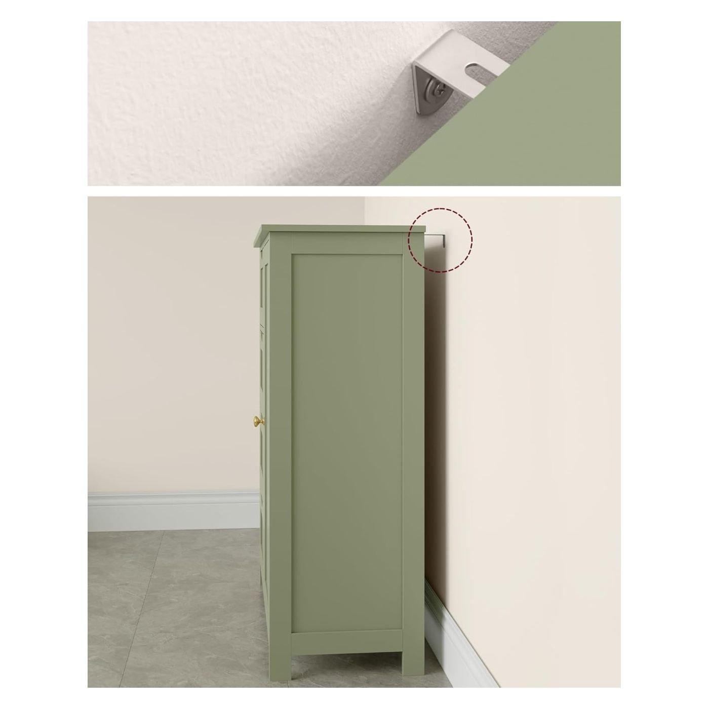 Шкаф за баня MDF 4 чекмеджета врата регулируеми рафтове, 30x55x82 см, shaker стил, зелен - 4