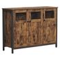 Индустриален шкаф с метална рамка и стъклени врати, 35x100x75 см, Елегантно съхранение, Рустик кафяв thumbnail 1