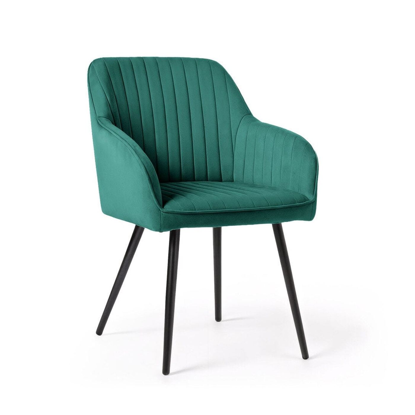 Комплект от 6 тапицирани стола, Флоренция, Капитониран кадифе, 55x58x82 см, Изумрудено зелено - 7