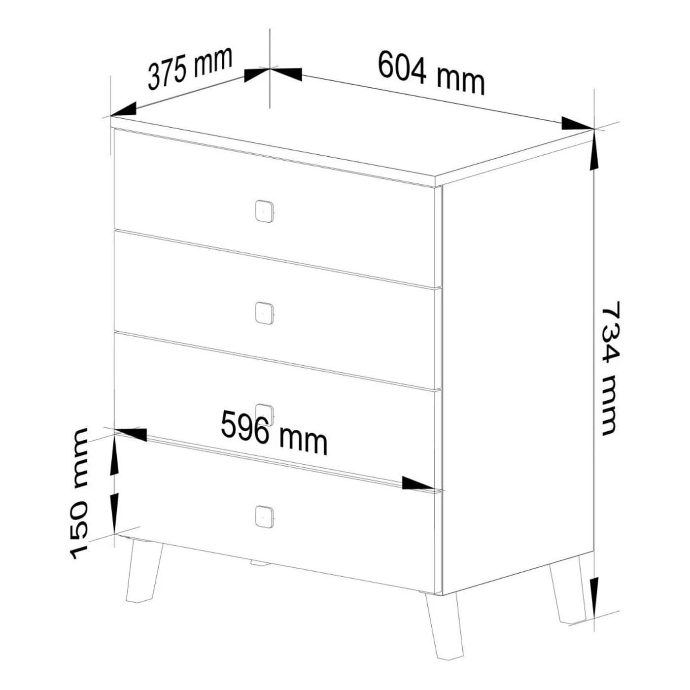 Скрин MOBI K-04, 4 чекмеджета, 60x37x73 см, кашмир със златни детайли - 6