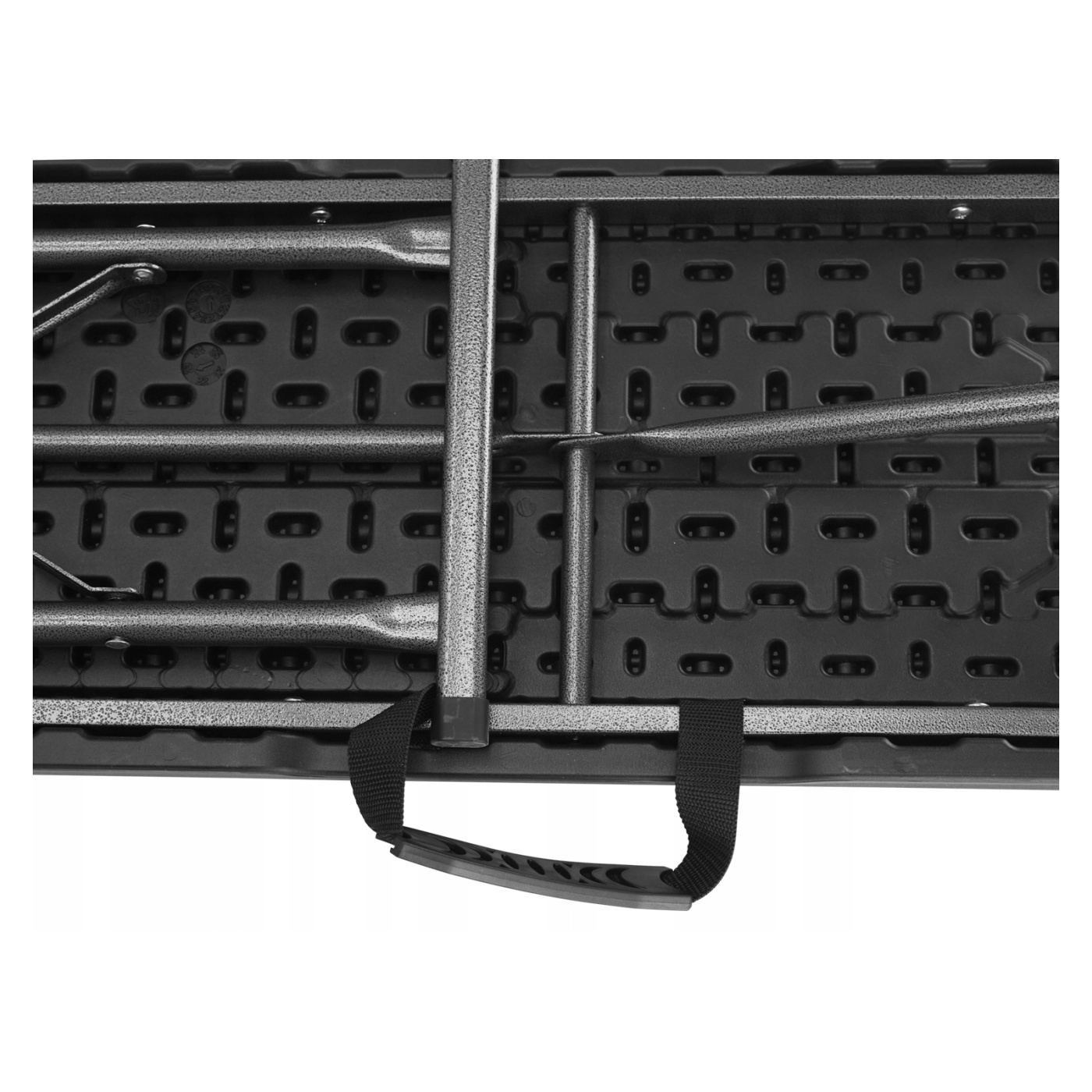 Сгъваема градинска кетъринг пейка HDPE метална конструкция, 180x28x43 см, Компактна, Черна - 4