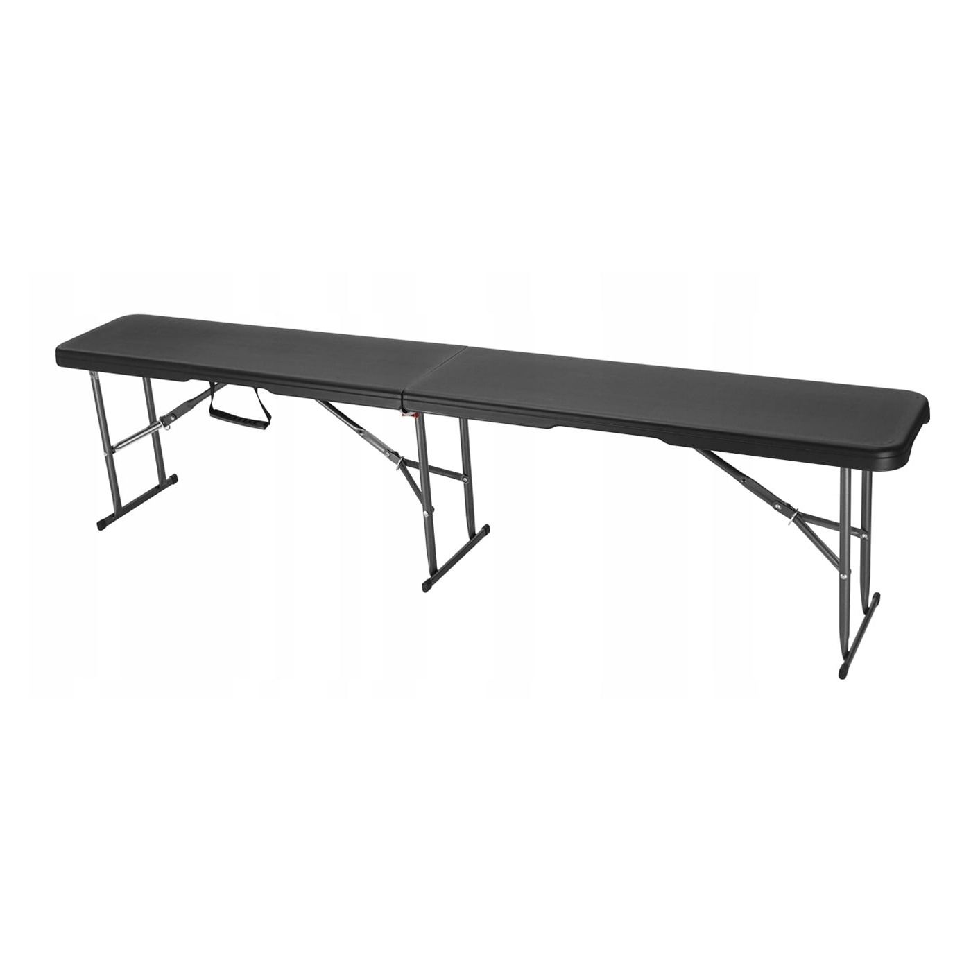 Сгъваема градинска кетъринг пейка HDPE метална конструкция, 180x28x43 см, Компактна, Черна - 8