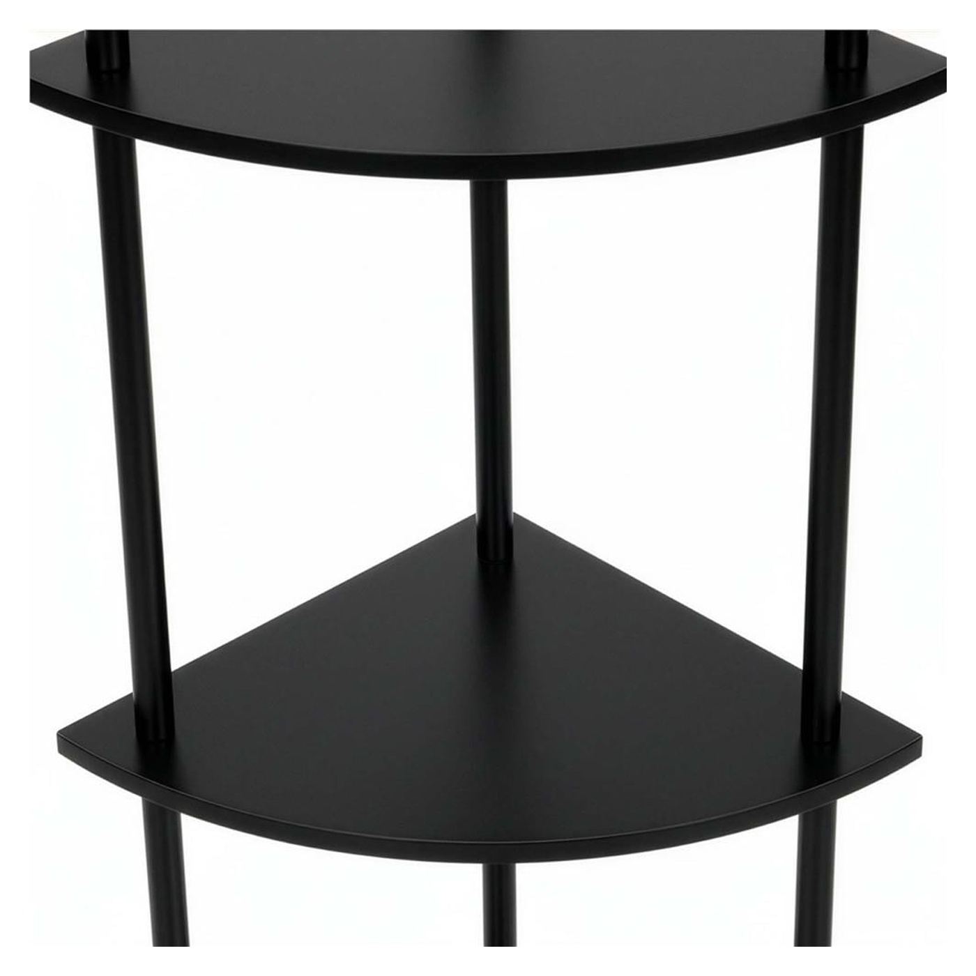 Ъглов рафт с 5 полици, MDF с метална рамка за монтаж на стена, 148x30x30 см, модерен дизайн, черен - 11