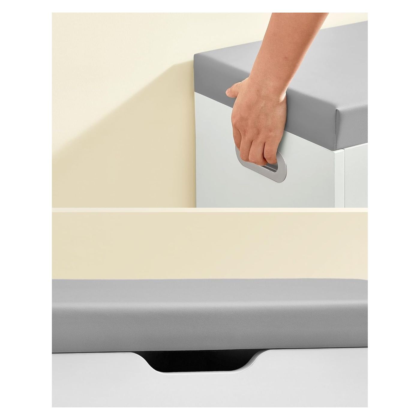 Пейка за обувки, тапицирана, 3 отделения, товароносимост 150 кг, 30x80x44 см, модерна, бяла - 3