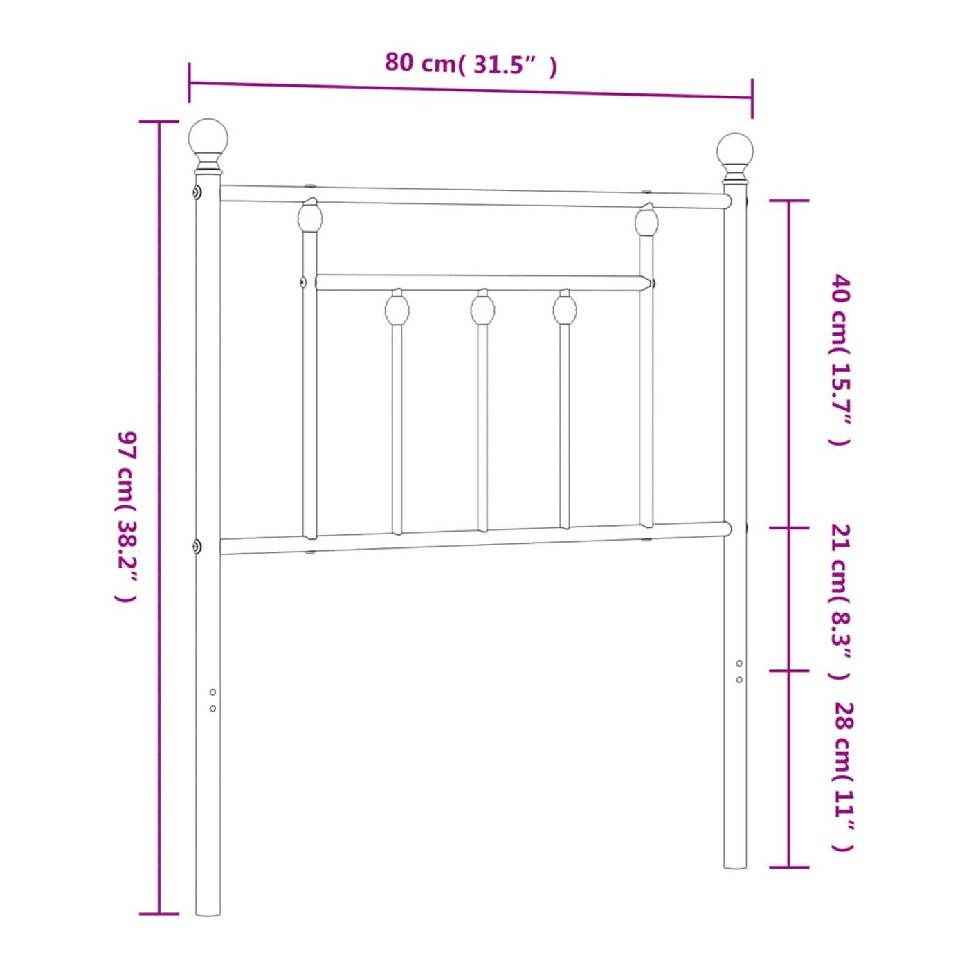 Metalni okvir za krevet, crna, 75 cm - 7