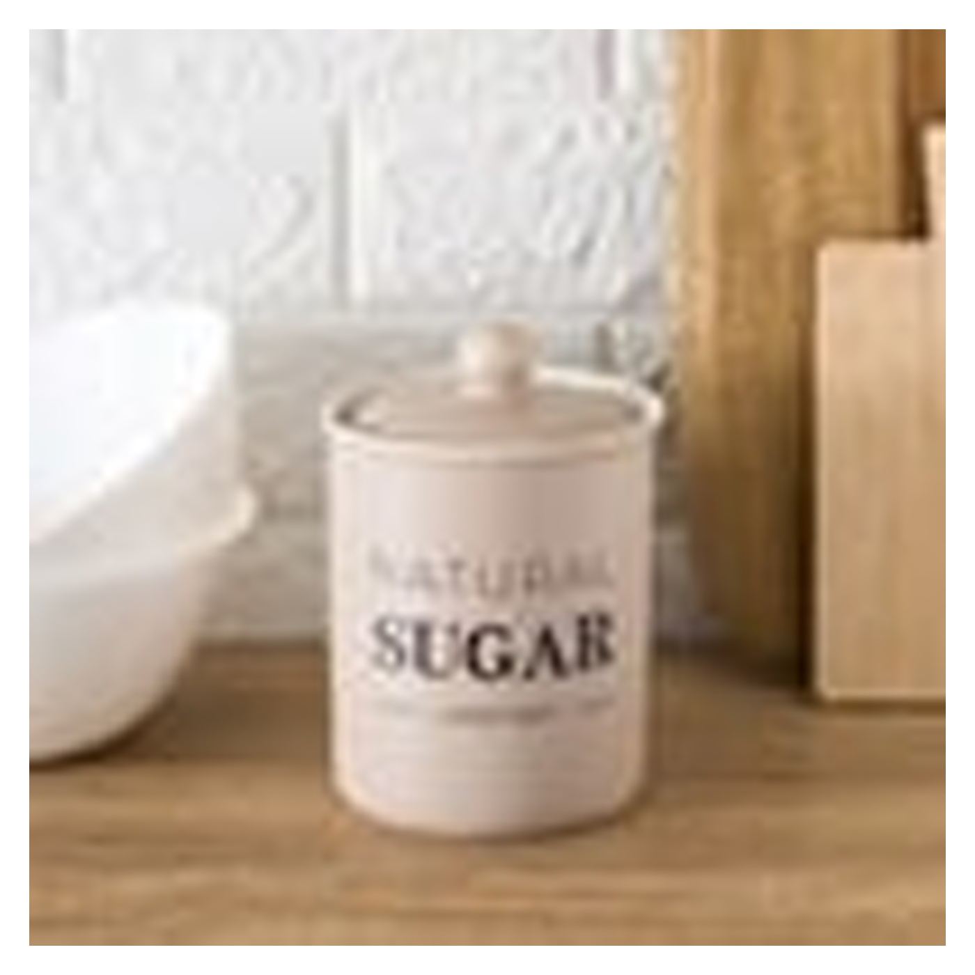 Керамичен буркан в екрю цвят с капак и надпис "Sugar", 750 ml - 2