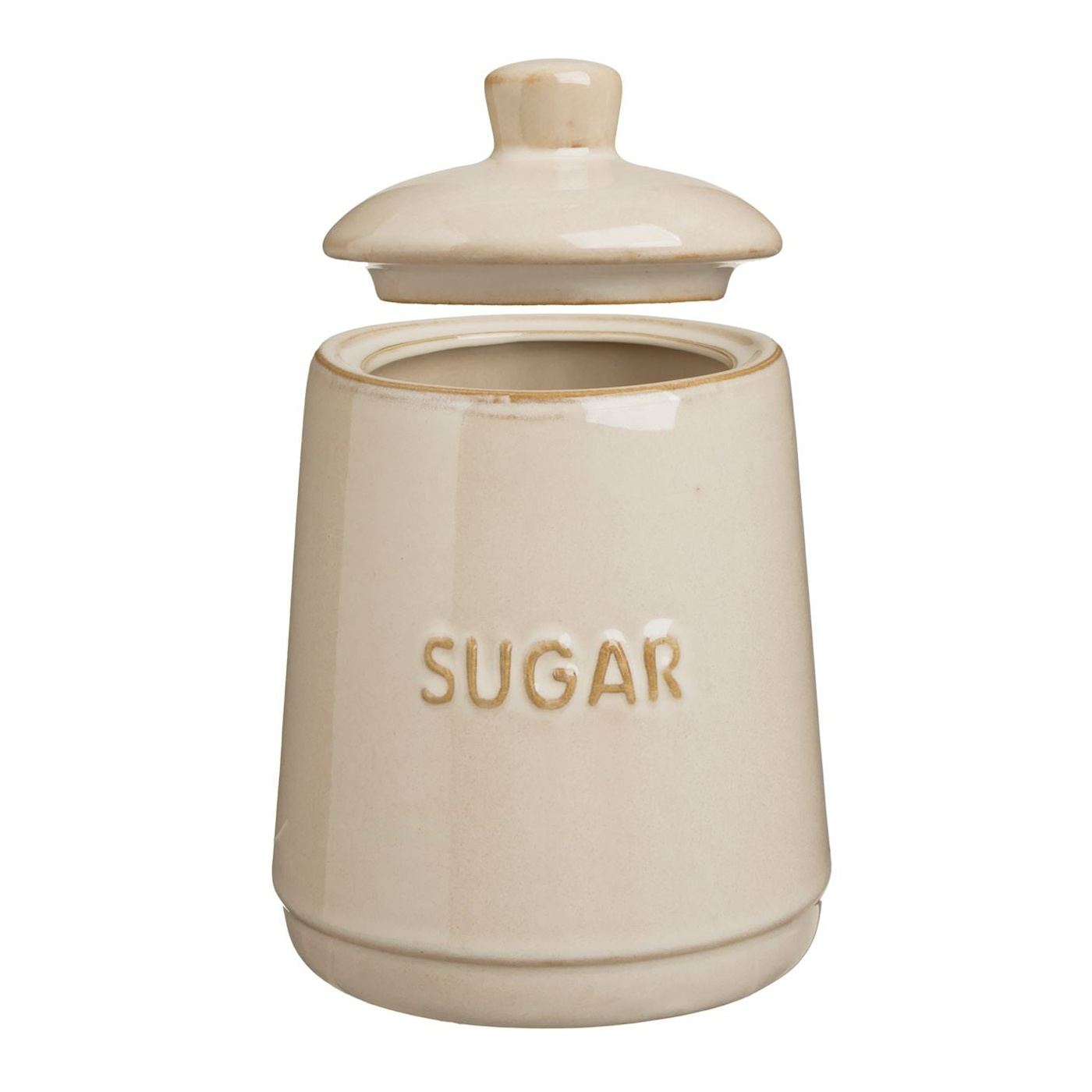 Керамичен съд за захар бежов Nordic style с капак 630 ml - 2