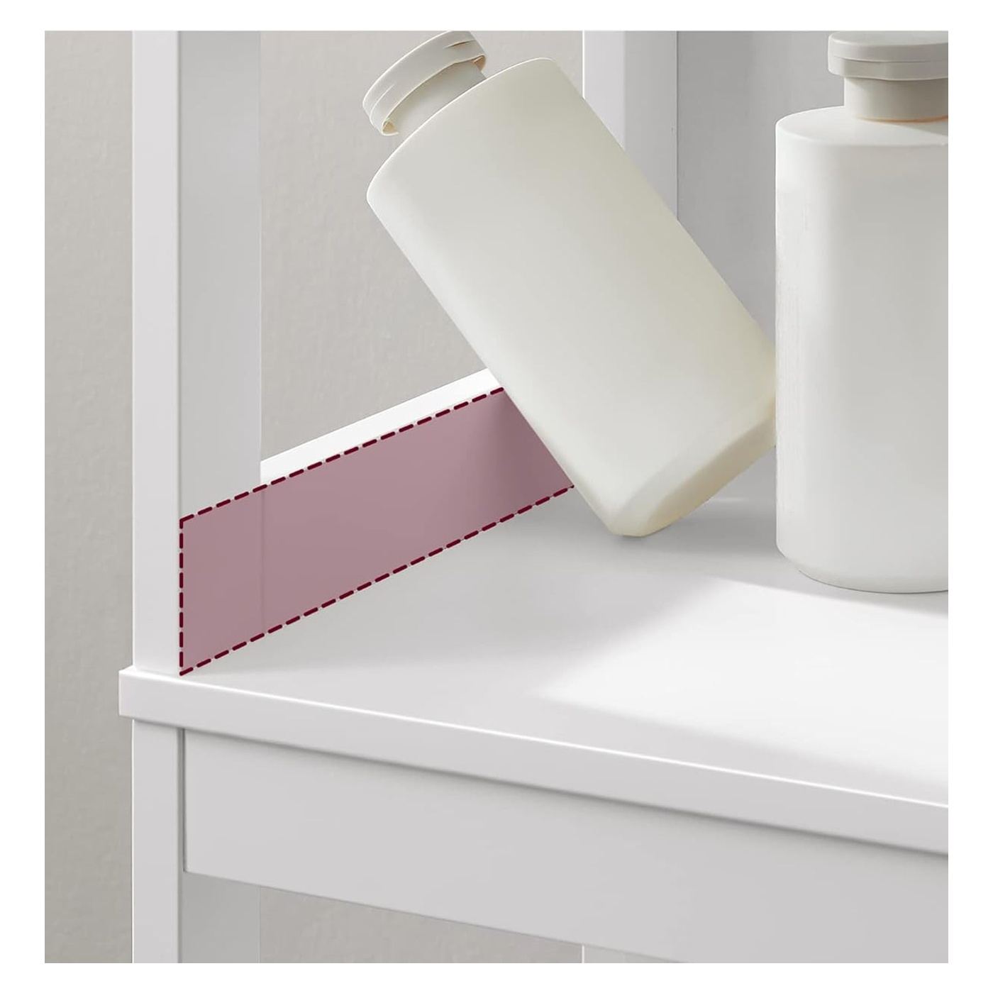MDF Колонна Баня Шкаф с 2 Чекмеджета и 3 Рафта, 30x30x142 см, Бял - 6