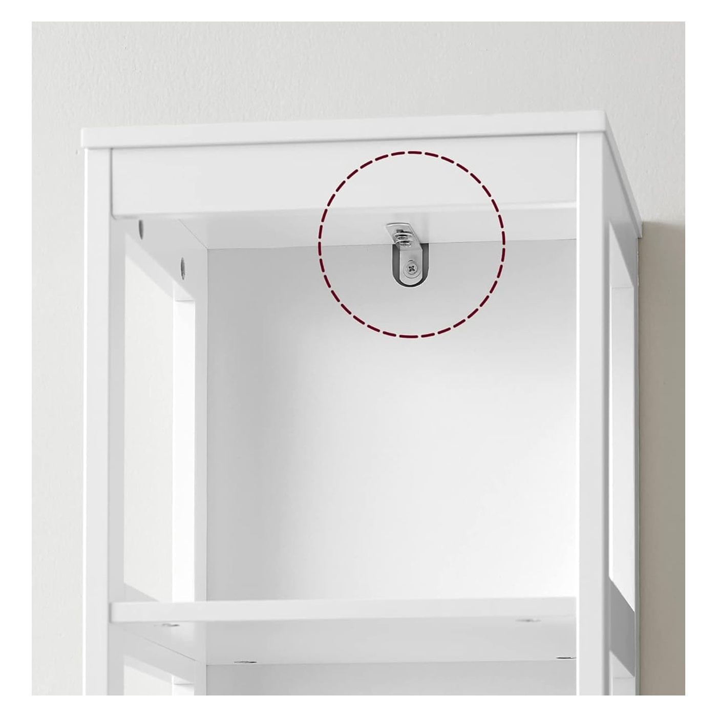 MDF Колонна Баня Шкаф с 2 Чекмеджета и 3 Рафта, 30x30x142 см, Бял - 7