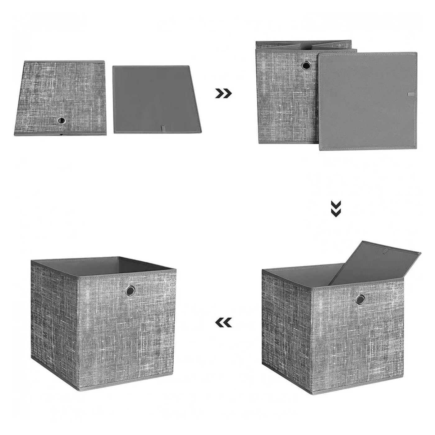Комплект от 6 кутии за съхранение, сгъваеми, текстил, 30x30x30 см, сиви - 5