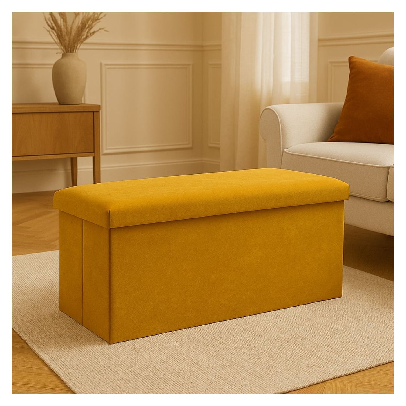 Сгъваем стол Atmosphera Lilou с 80L място за съхранение, 76x38x38 см, горчичено жълт - 8