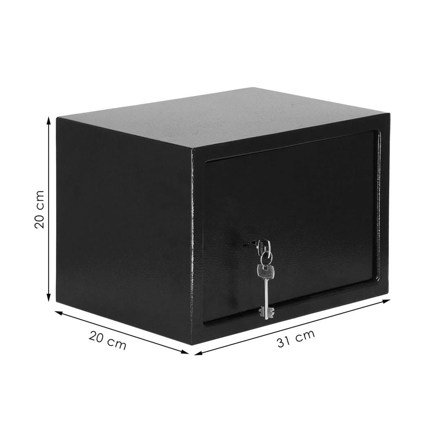 Ключова каса стомана 2 ключа включени дюбели за монтаж, 200x310x200 мм, устойчива, черна - 17