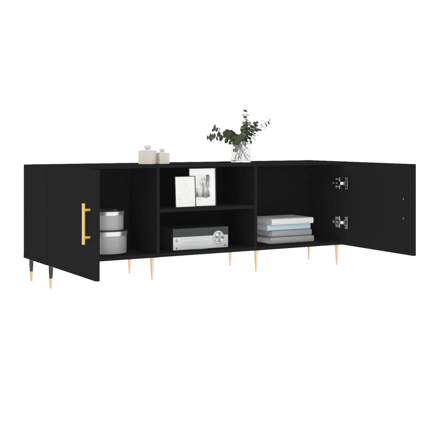 TV stalak, crni, 150x30x50 cm, kompozitno drvo - 4