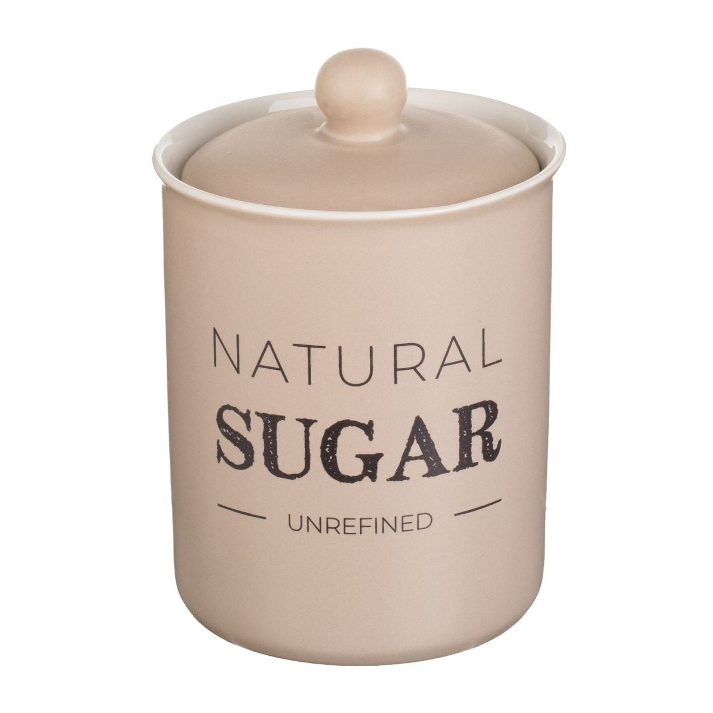 Керамичен буркан в екрю цвят с капак и надпис "Sugar", 750 ml - 4