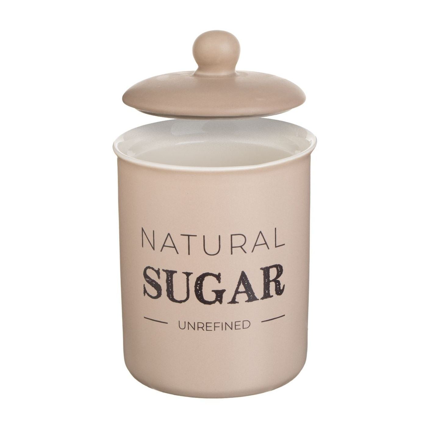 Керамичен буркан в екрю цвят с капак и надпис "Sugar", 750 ml - 6