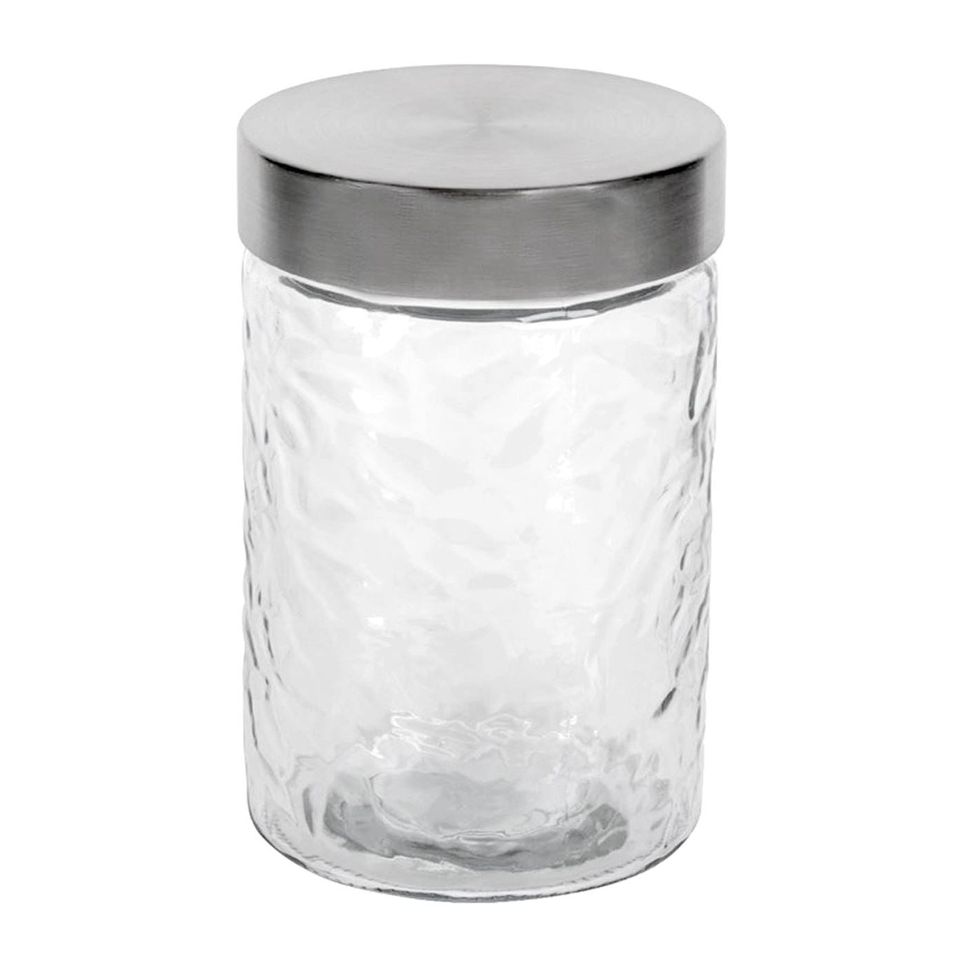 Стъклен буркан с релеф и метален капак 1200 ml - 2