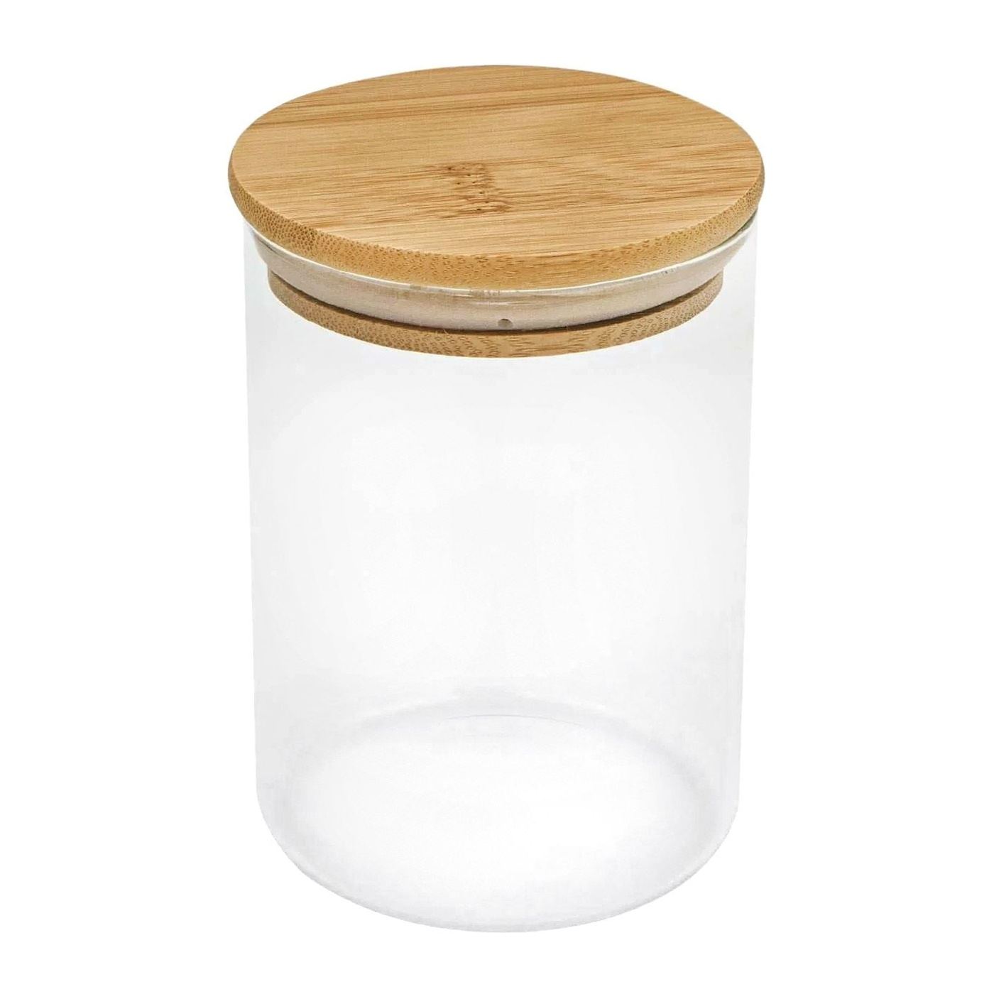 Термоустойчиво стъклено бурканче с капак от бамбук, 500 ml - 2
