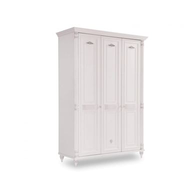 Dulap cu 3 usi, pentru copii si tineret Romantic White, 140x58x203 cm