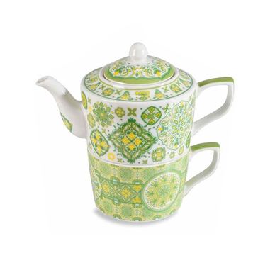 Porculanski set za čaj i šalicu - Višebojni, 17x10x15 cm, 450 ml, 250 ml