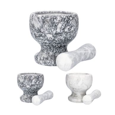 Set mojar cu pistil, marmură, gri-alb, 12,5x12,5 cm, JollyMag, WUI9816