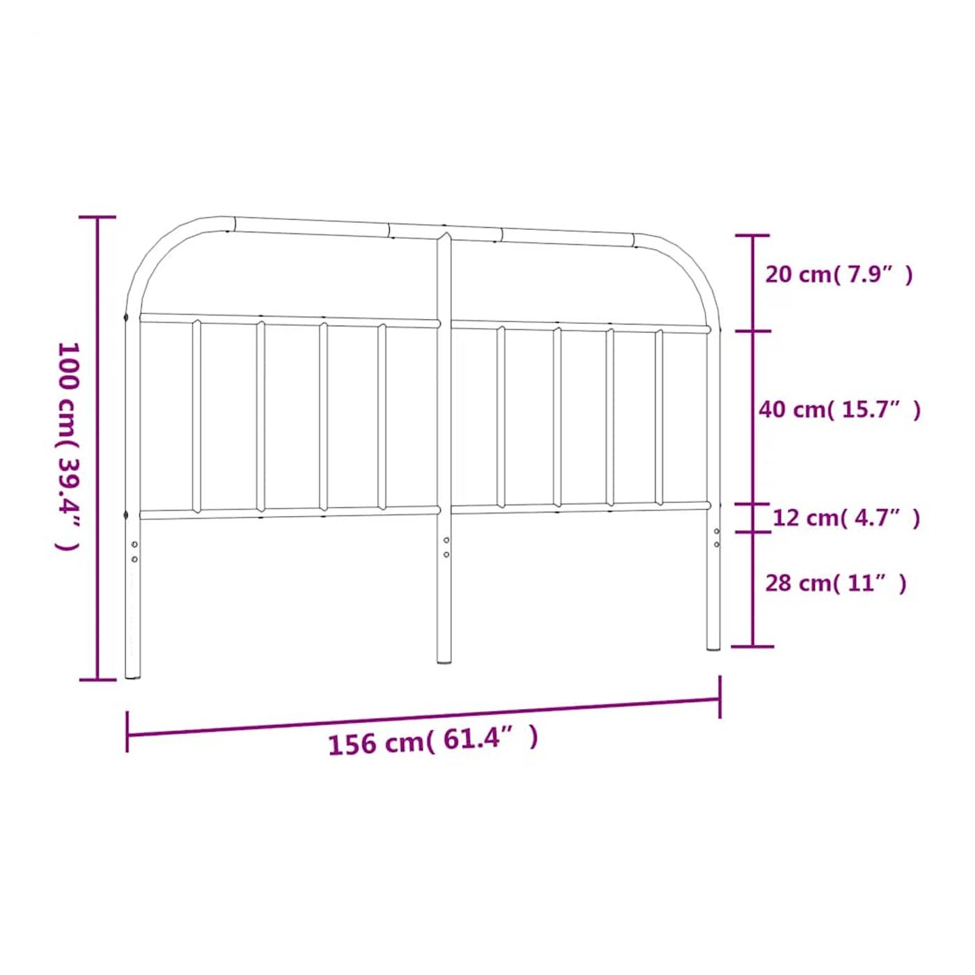 Metalni uzglavlje za krevet, bijelo, 150 cm - 7