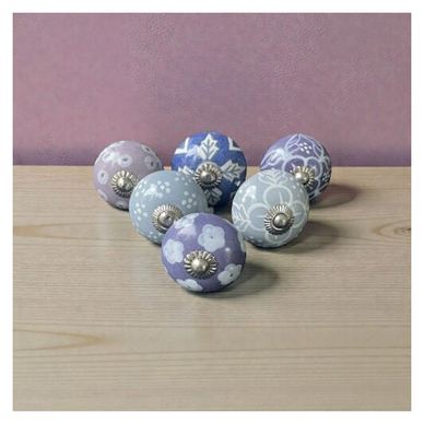 6 ks Ručně malovaná porcelánová úchytka na nábytek ve vintage stylu