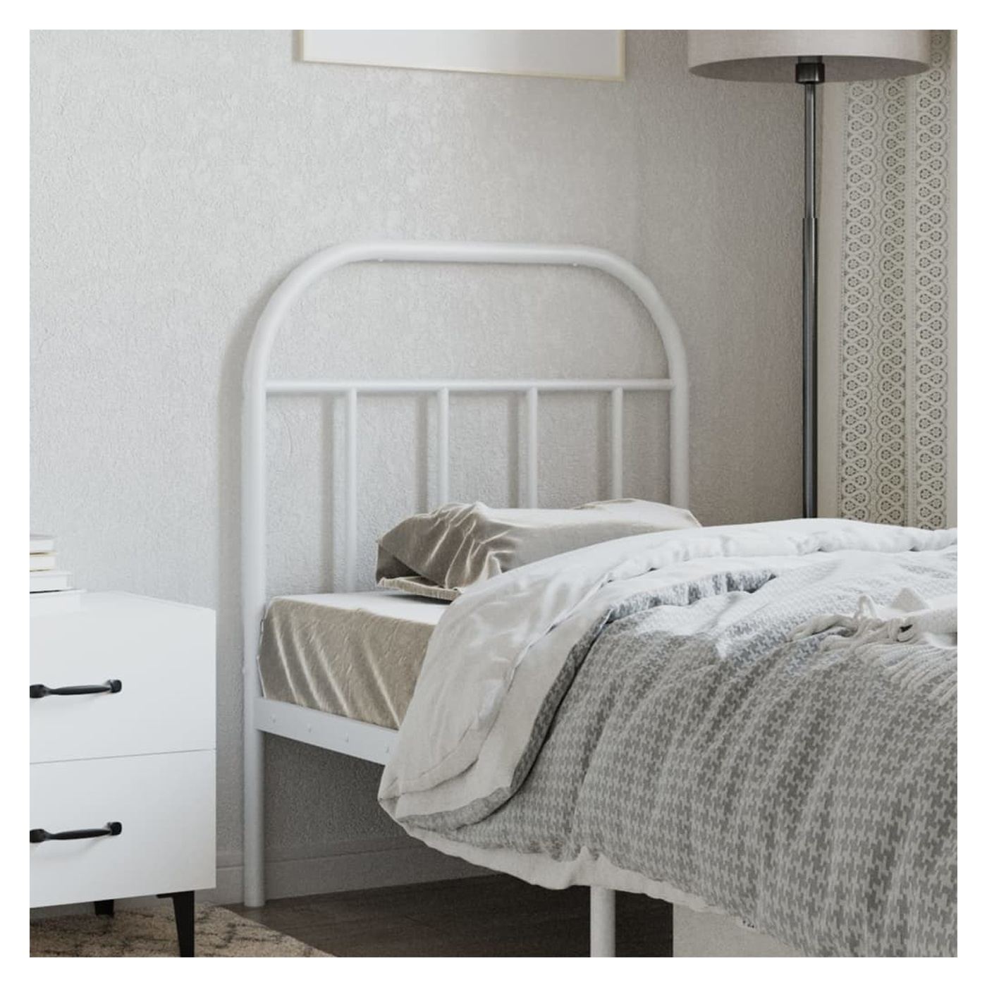 Metalni uzglavlje za krevet, bijelo, 75 cm - 3