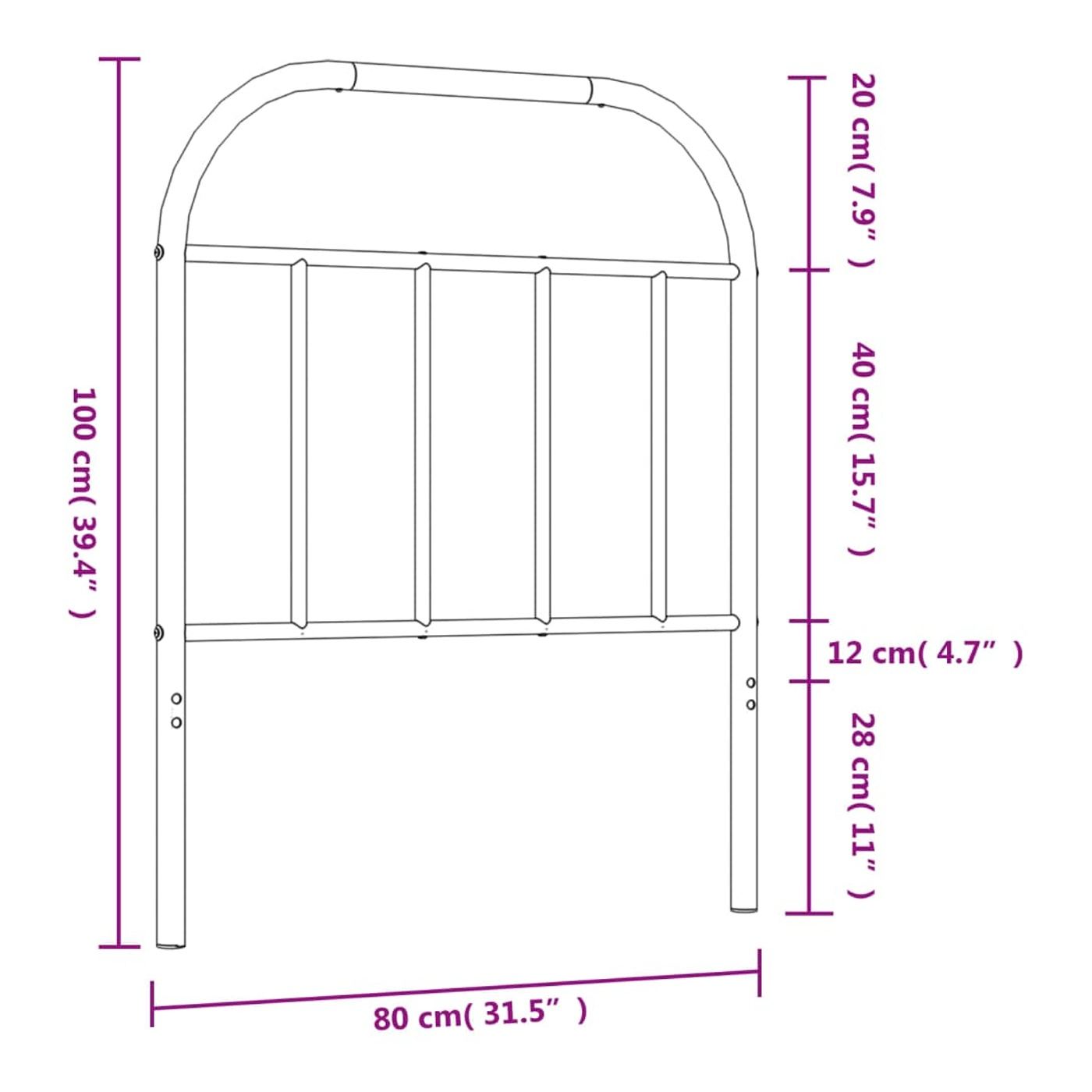 Metalni uzglavlje za krevet, bijelo, 75 cm - 7
