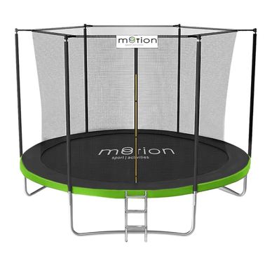 Trambulină de grădină Jumi, MOTION, 240 cm, cu plasă de protecție și scară, culoare verde