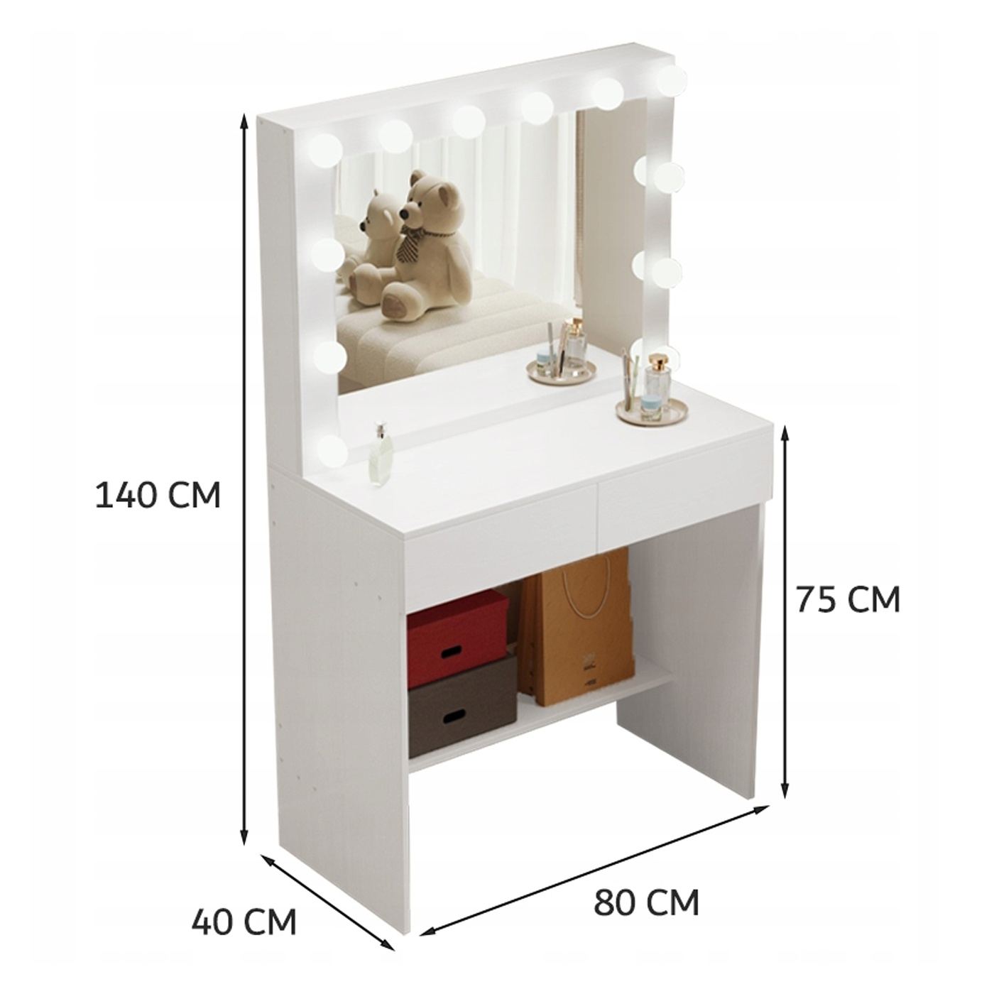 Masă de toaletă pentru machiaj modernă, în stil loft, elegantă, cu oglindă LED - 6