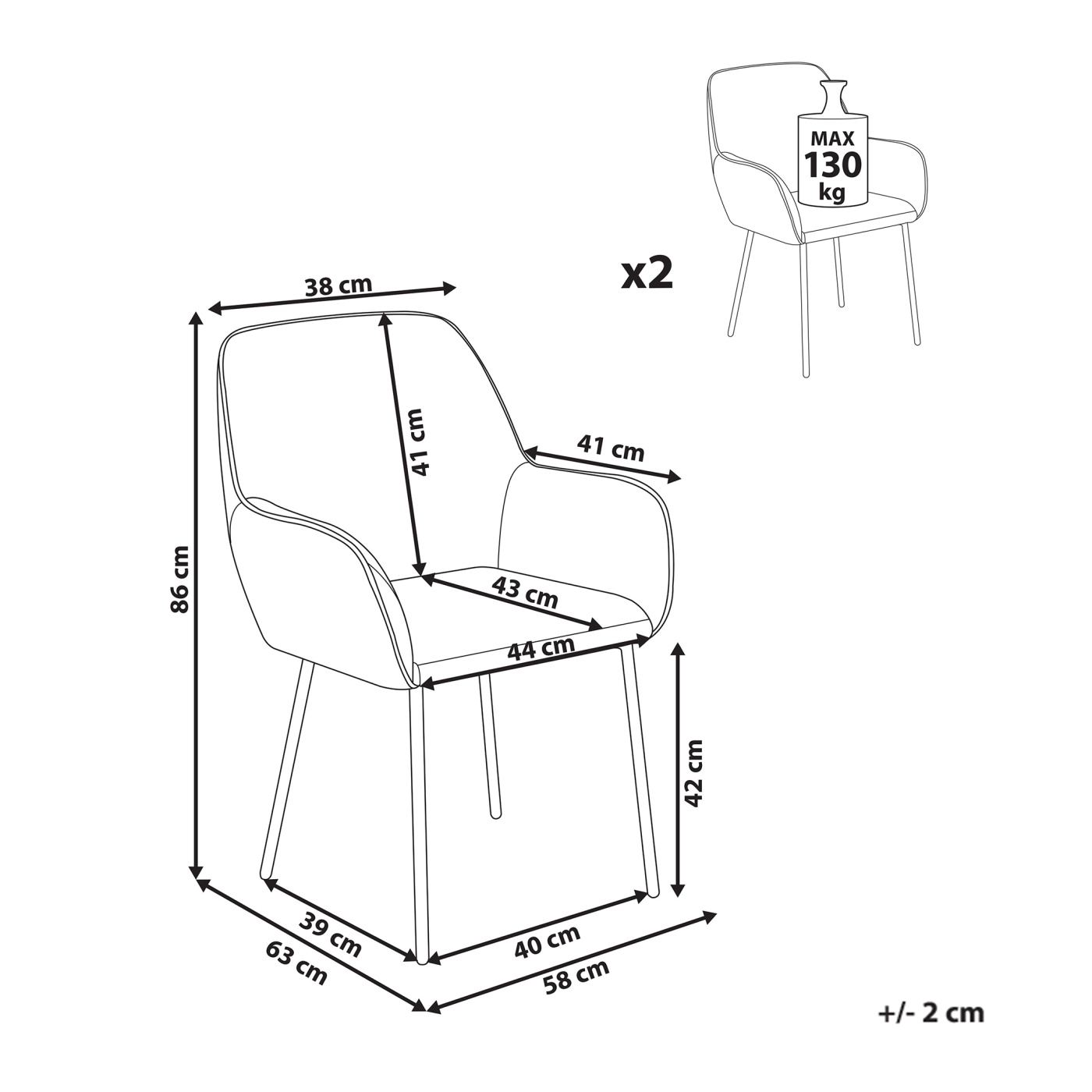 Étkezőszék kétdarabos szettben ALDEN II Buklé Fehér - 3