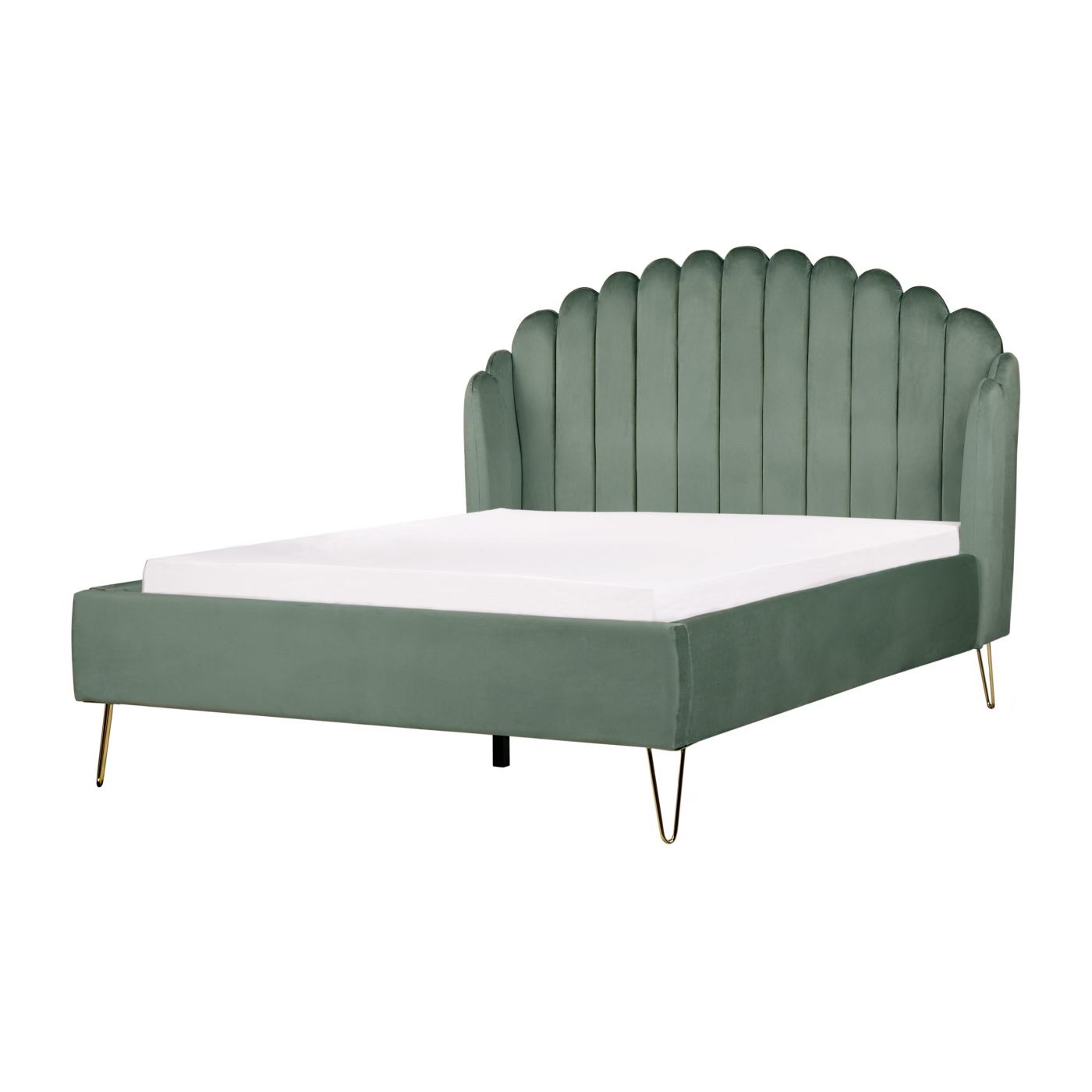 Ágy Bársony AMBILLOU 140 x 200 cm Zöld - 2