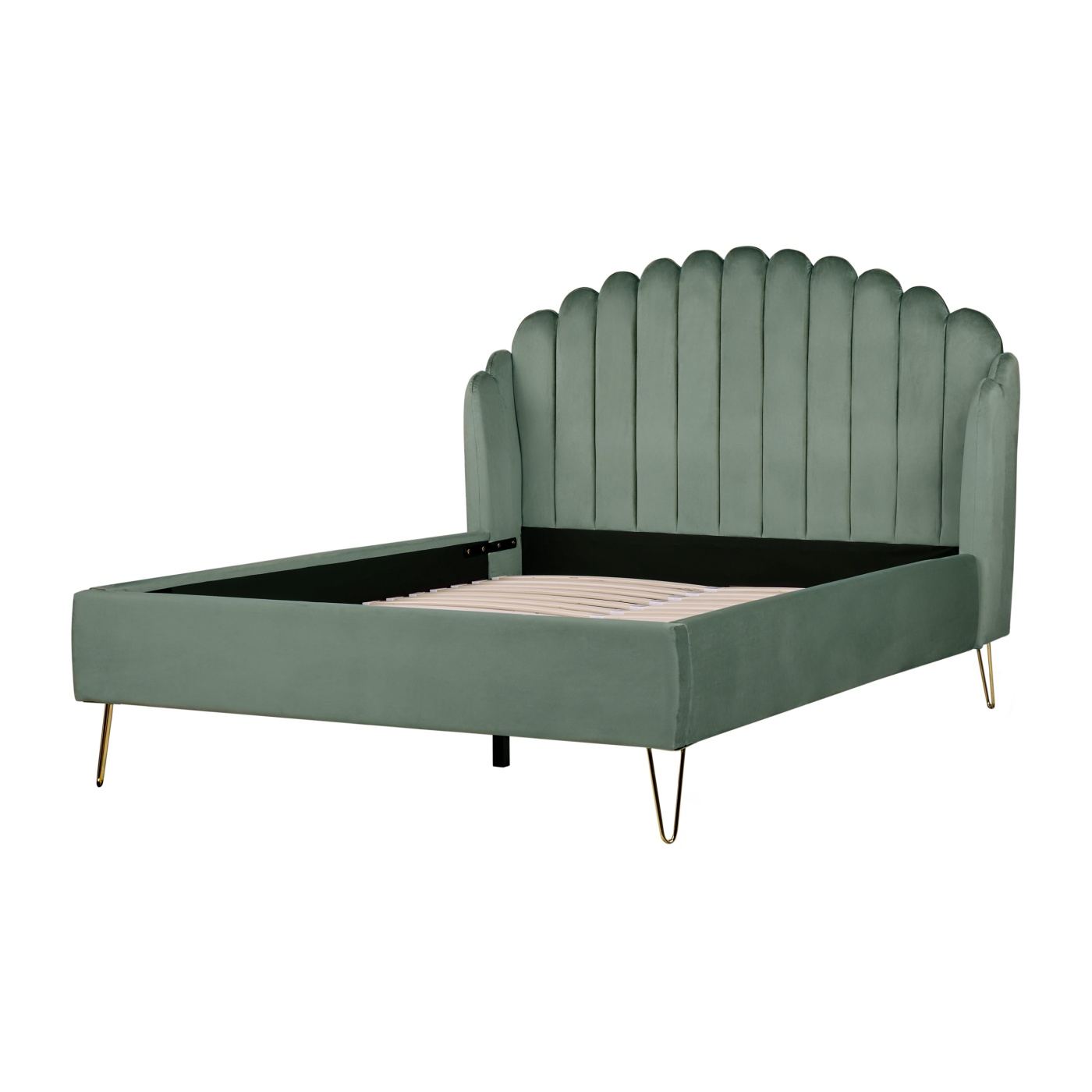 Ágy Bársony AMBILLOU 140 x 200 cm Zöld - 4