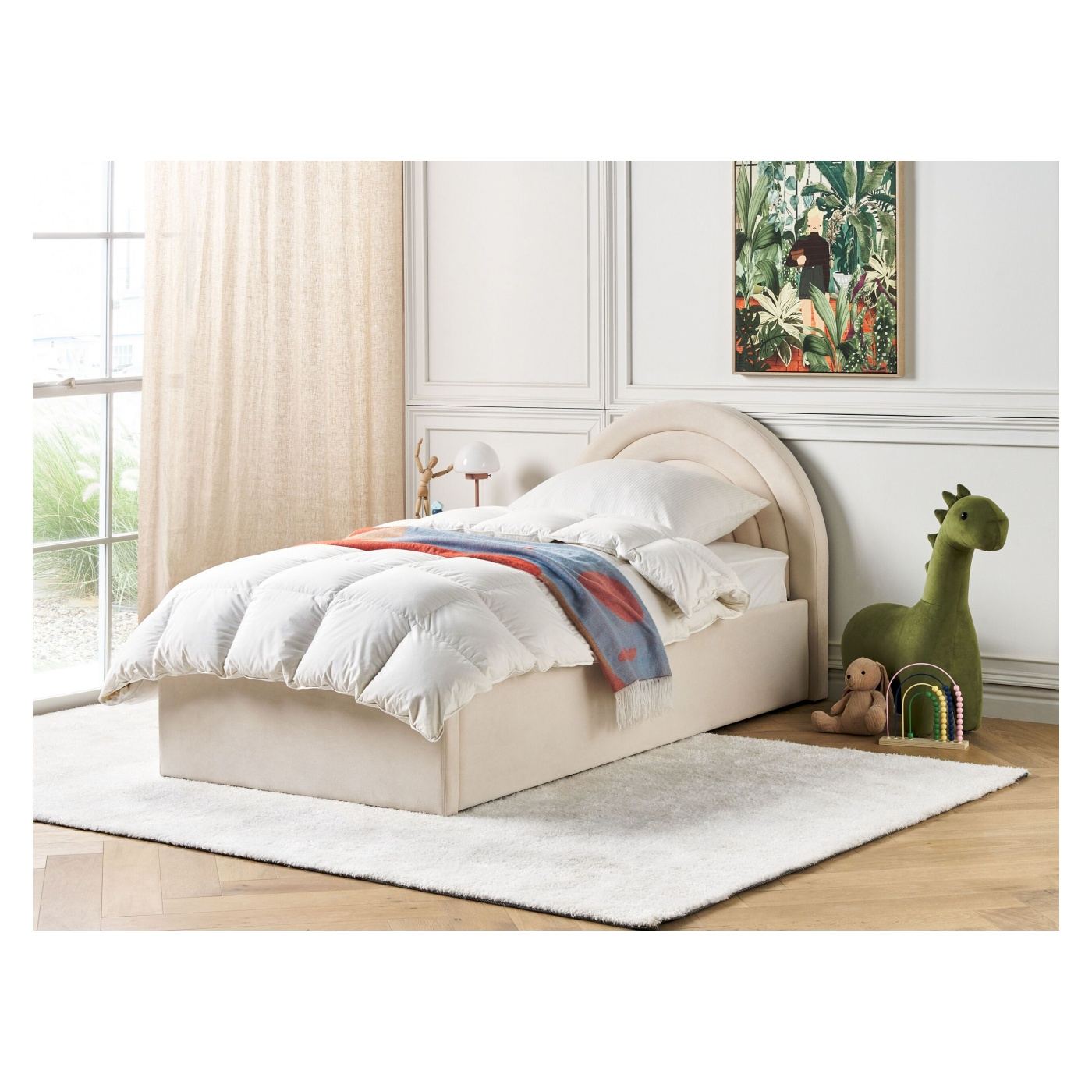 Gyerekágy tárolóval Bársony ANET 90 x 200 cm Bézs - 1