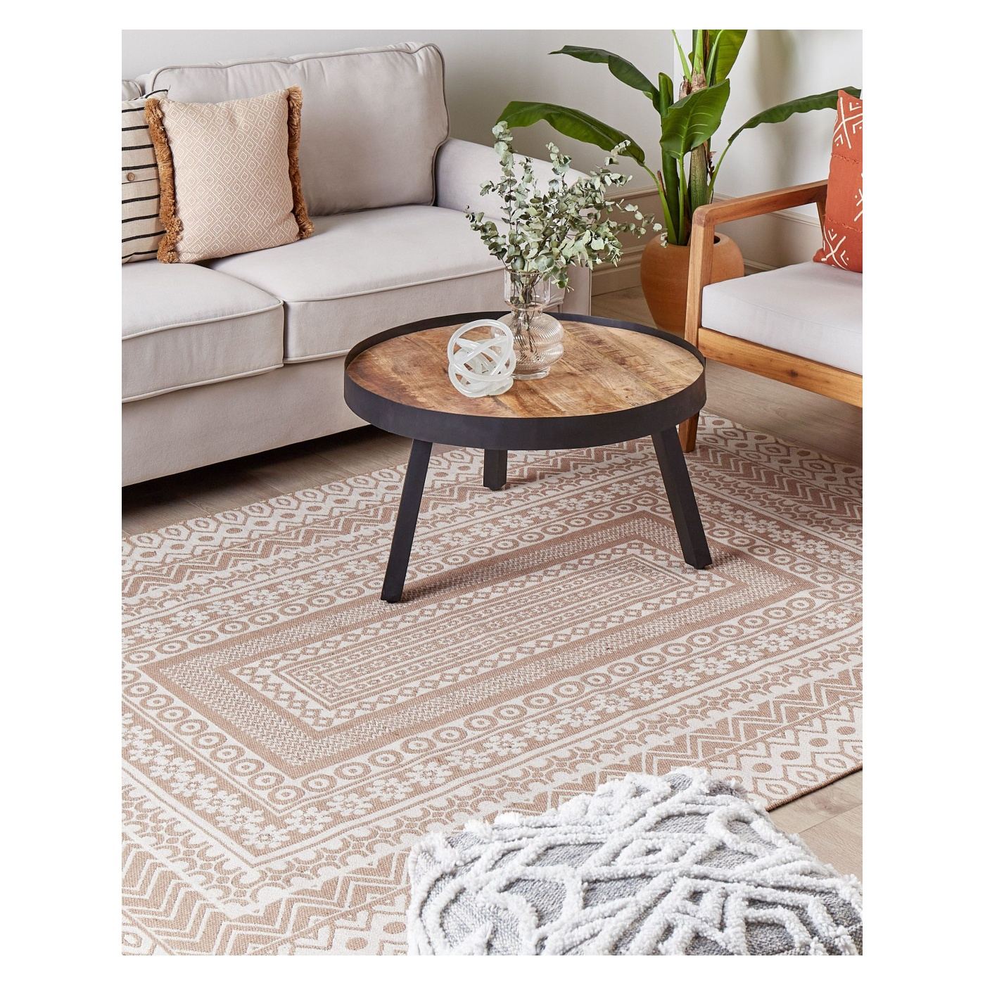 Szőnyeg BAGLAR Fehér 160 x 230 cm Juta zsákvászon - 1