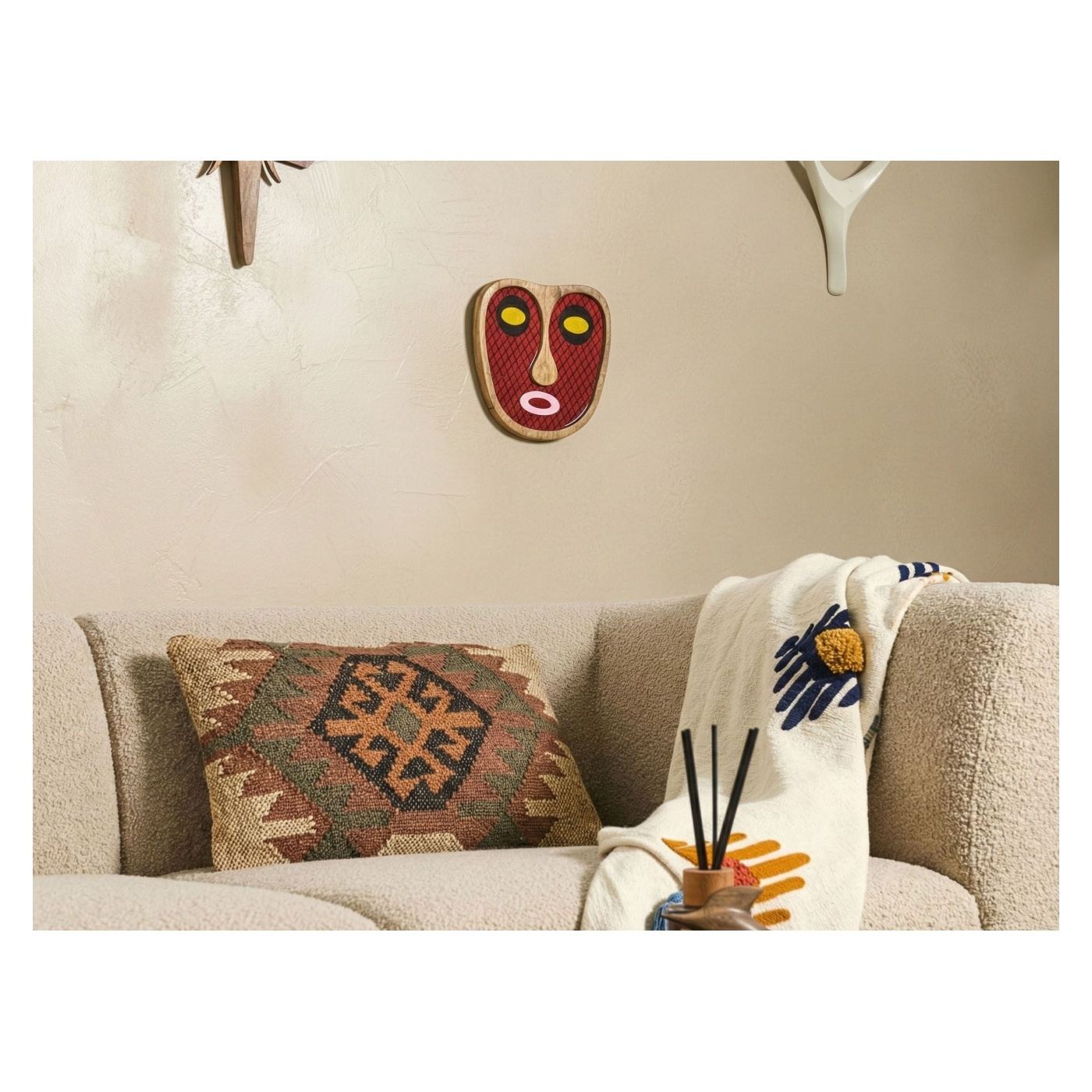 Fali Dekoráció Arc KATSINA Mangófa 22 cm Piros - 1