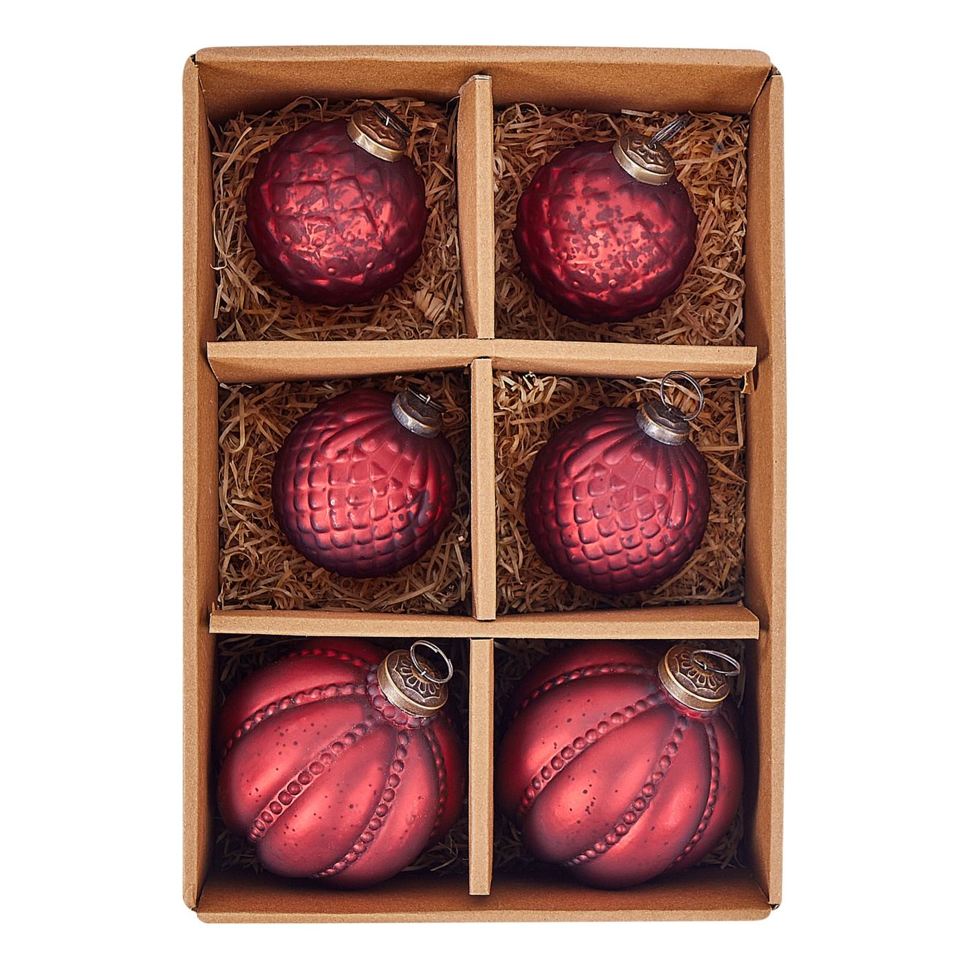 6 darabos karácsonyfadísz szett ARGENTIN Üveg Piros - 4