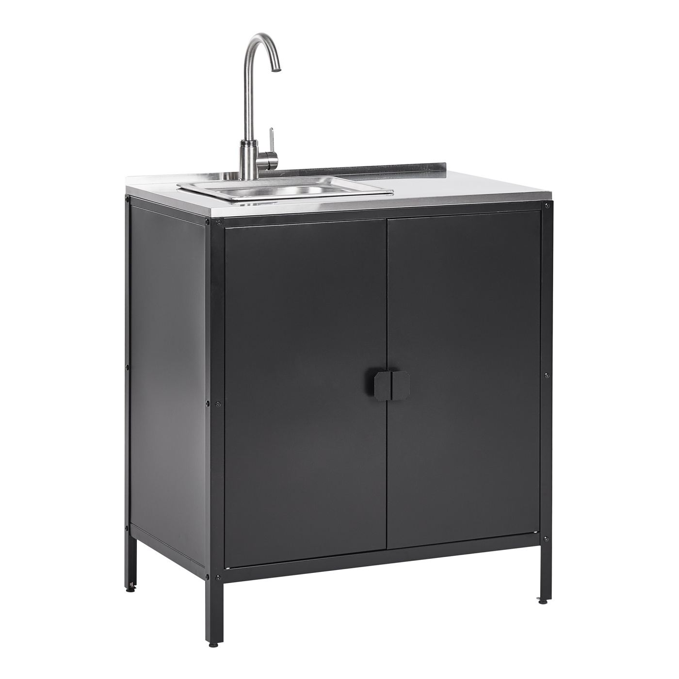 Háromdarabos kültéri konyhaszett mosogatóval VILAMA Fém Fekete - 4