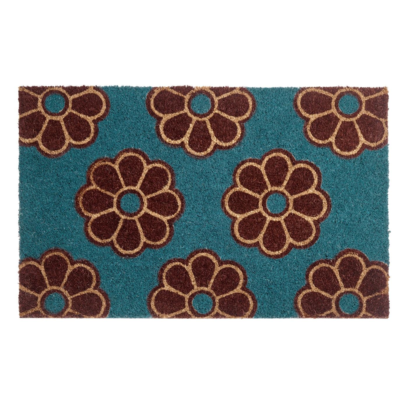 Lábtörlő KULIK Kék 50 x 80 cm Virág Kókuszrost - 2